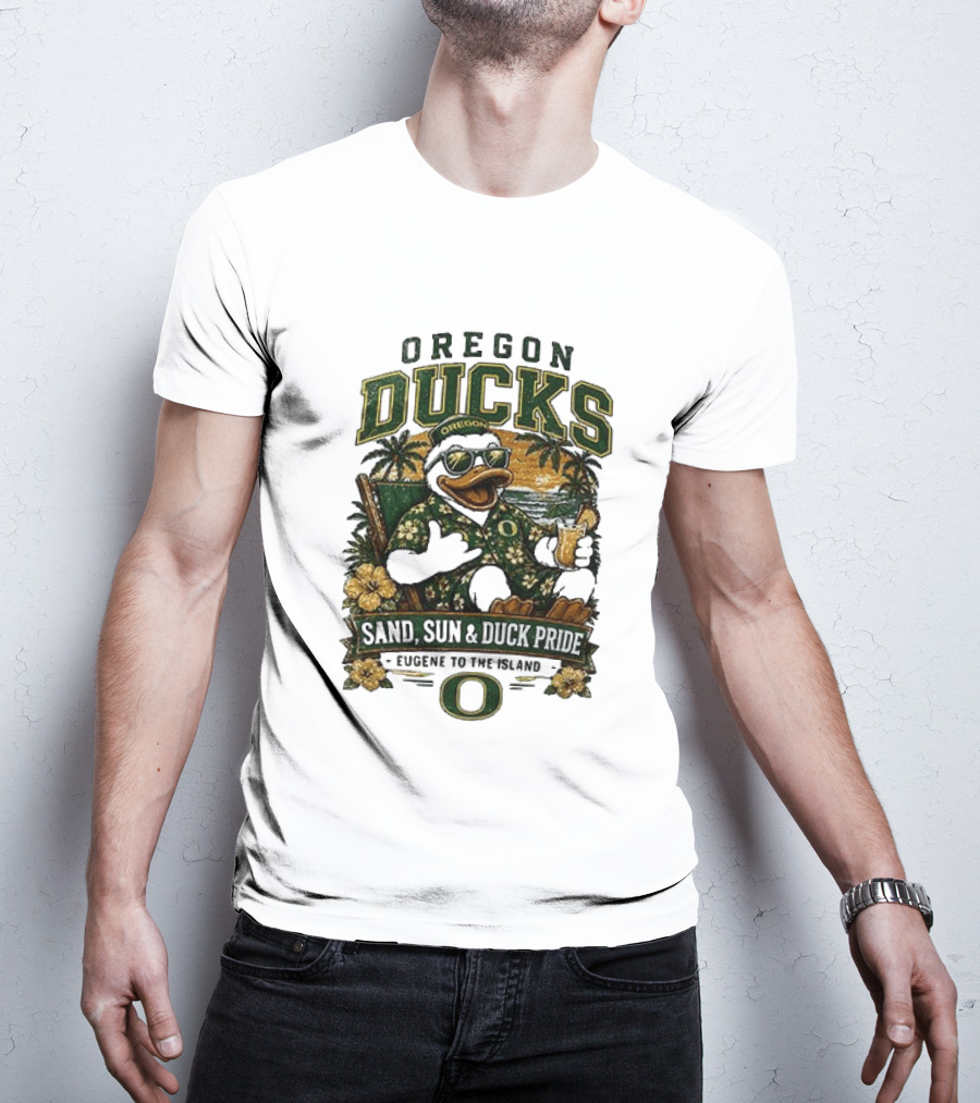 Oregon Ducks Sand Sun Duck Pride Eugene To The Island T-Shirt