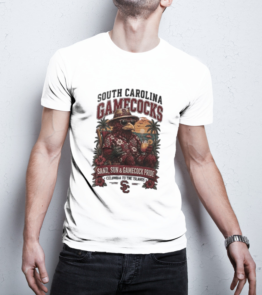 South Carolina Gamecocks Sand Sun Gamecock Pride Columbia Tropical Paradise T-Shirt