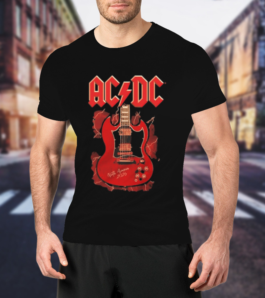 ACDC PWR Up Tour 2026 North America Angus Guitar Electro T-Shirt