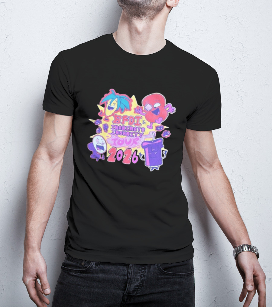 BFDI & Inanimate Insanity Tour 2026 Characters And Fun Adventure T-Shirt