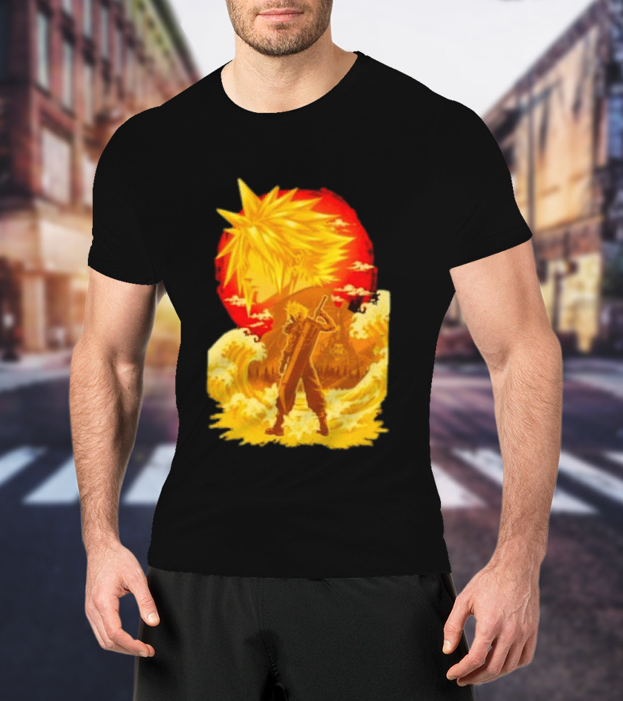 Cloud Strife Final Fantasy VII Shinra Ukiyo E Wave T-Shirt