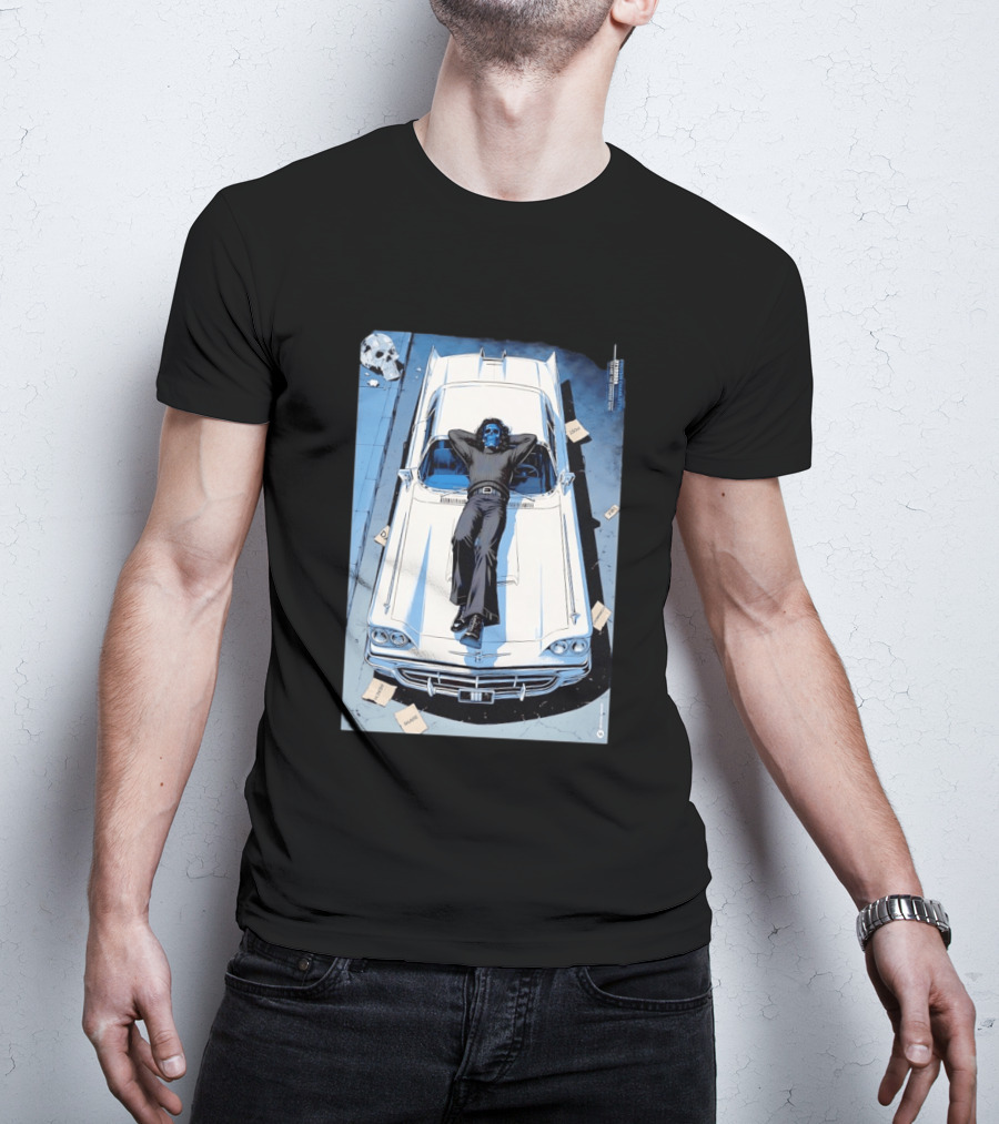 Filter Charlotte You Are The Content Now Tour Blue Skull Man On Classic Car T-Shirt