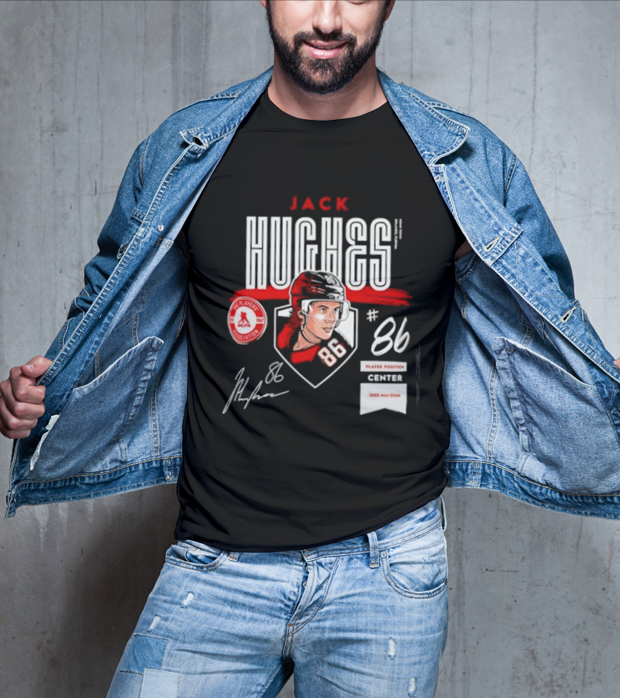Jack Hughes NHLPA Signature 2023 All Star Center #86 T-Shirt