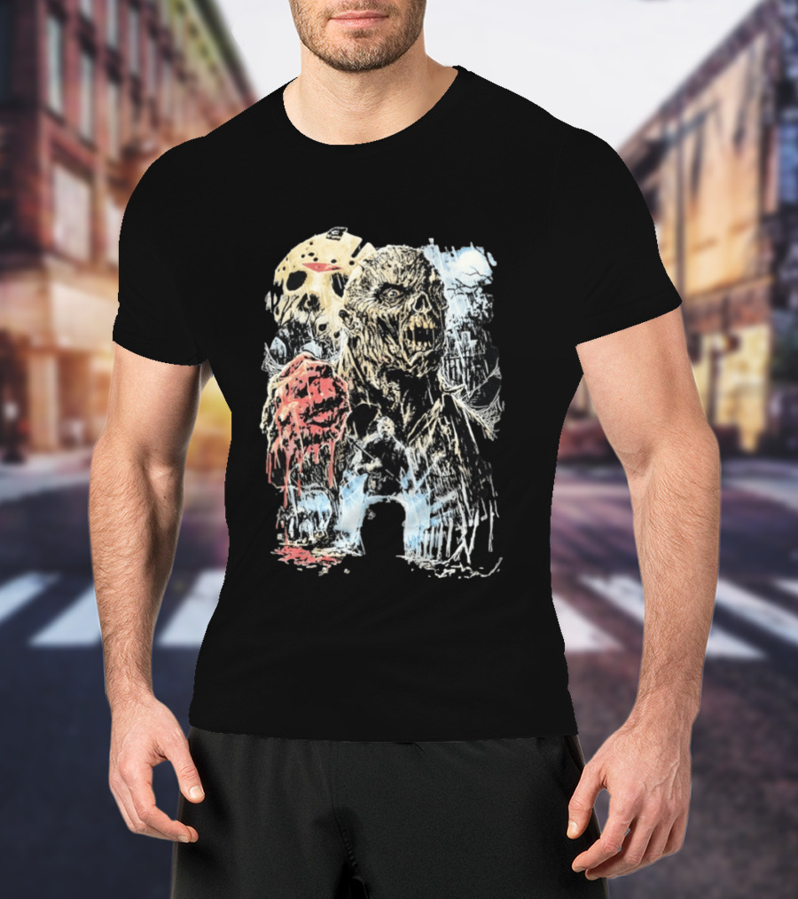 Jason Voorhees Classic Mask And Horror Icons Friday The 13th T-Shirt