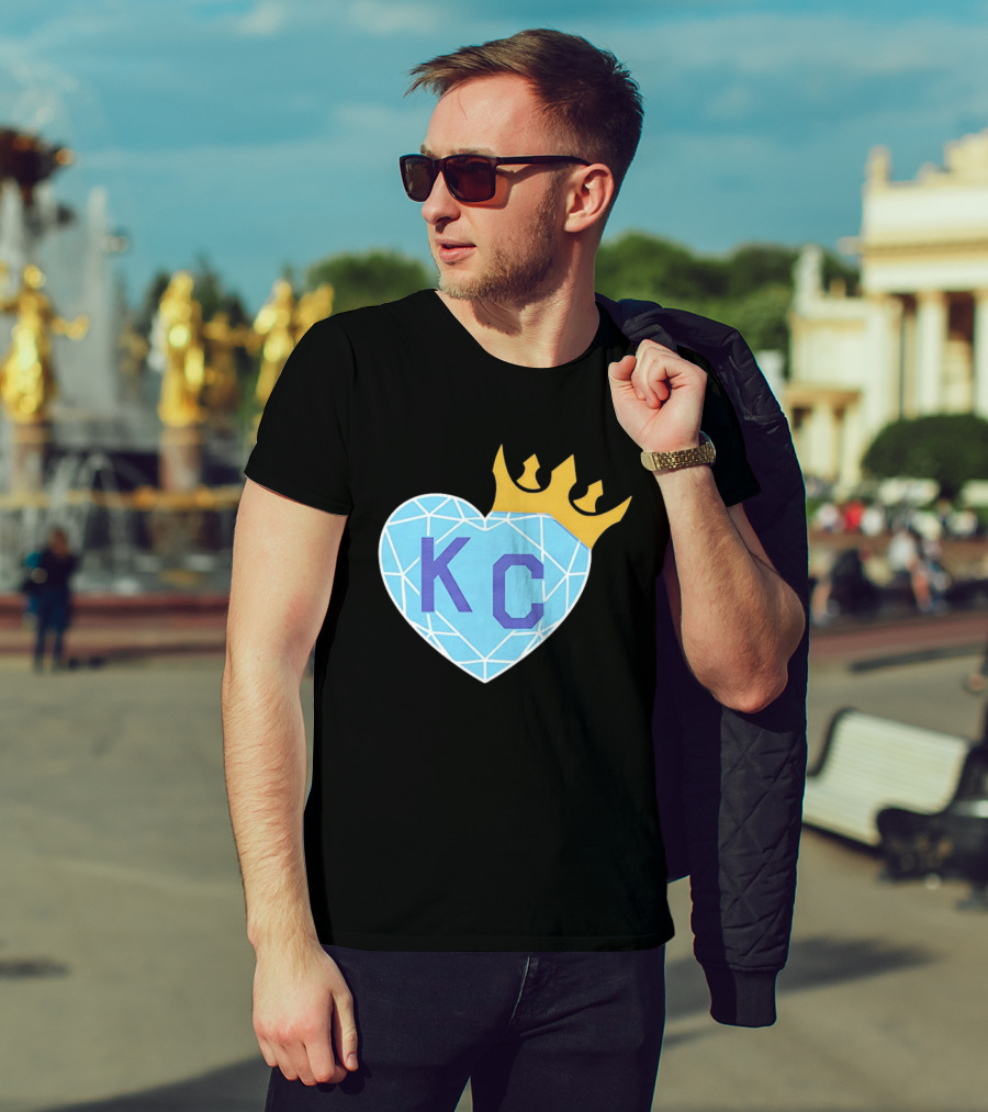 KC Diamond Heart With Golden Crown T-Shirt
