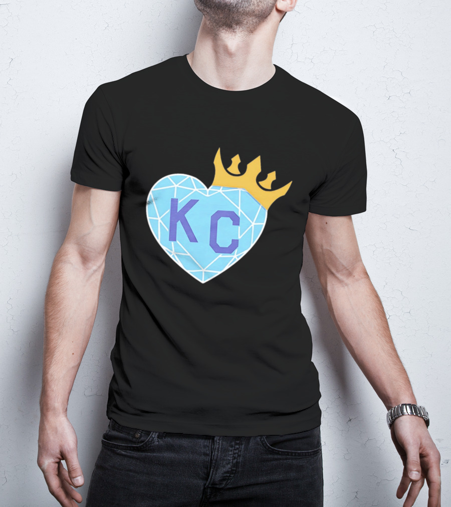 KC Diamond Heart With Golden Crown T-Shirt