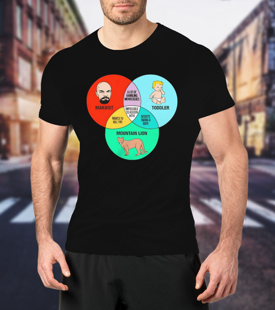 Venn Diagram Humor Marxist Toddler Mountain Lion Impossible To Reason T-Shirt