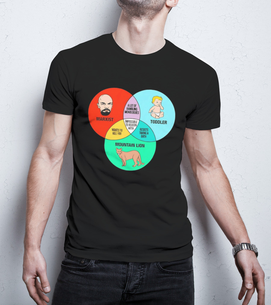 Venn Diagram Humor Marxist Toddler Mountain Lion Impossible To Reason T-Shirt