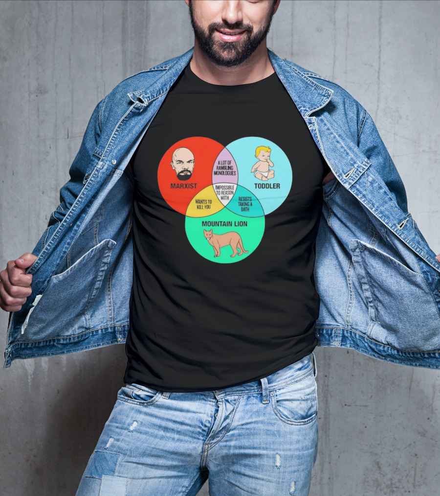Venn Diagram Humor Marxist Toddler Mountain Lion Impossible To Reason T-Shirt