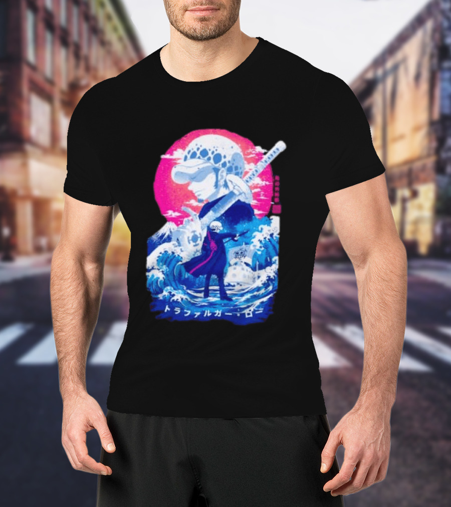 Trafalgar Law One Piece Surgeon Of Death Anime Japanese Text Scenic Waves T-Shirt