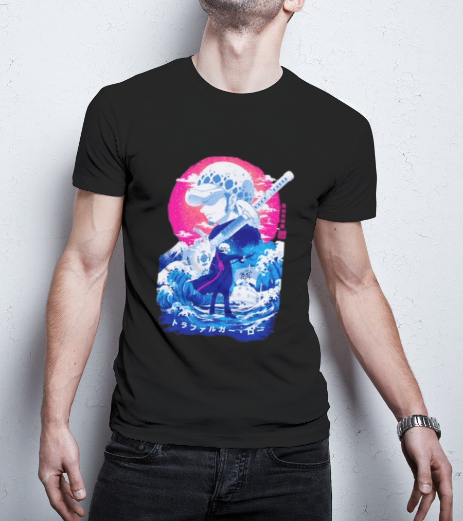 Trafalgar Law One Piece Surgeon Of Death Anime Japanese Text Scenic Waves T-Shirt