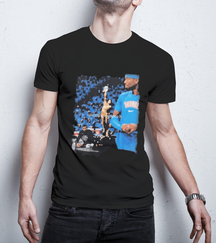 Shai Gilgeous Alexander Take Things Personally Blue Outfit And Black T-Shirt