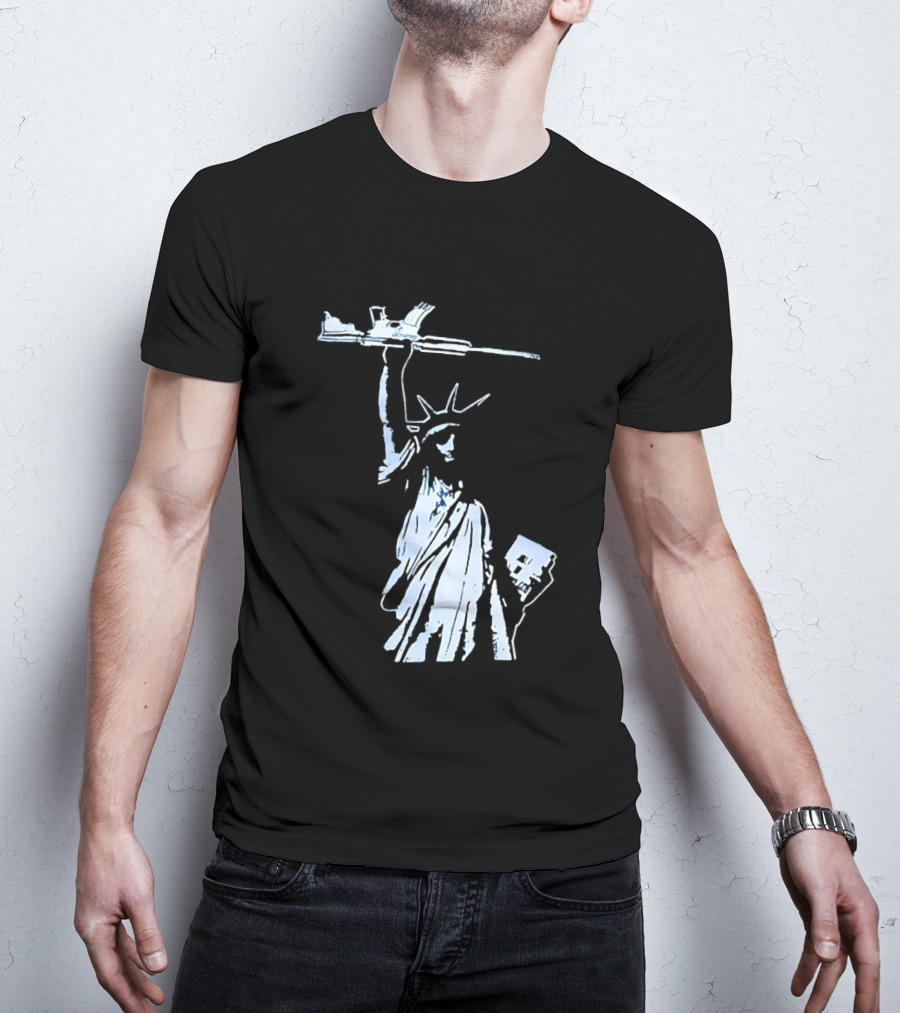 Statue Of Liberty Holding Assault Rifle July 4th Independence T-Shirt