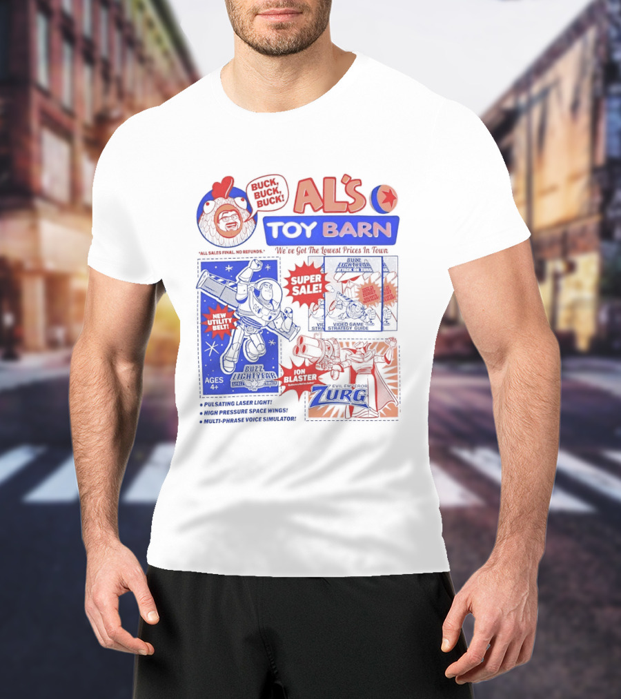 Al's Toy Barn Buzz Lightyear New Utility Belt Emperor Zurg Super Sale T-Shirt