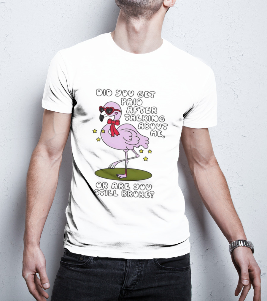 Did You Get Paid After Talking About Me Flamingo Are You Still Broke T-Shirt