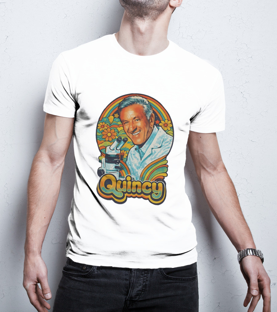 Quincy Scientist Jack Klugman Vintage Retro Flowers And Microscopes T-Shirt