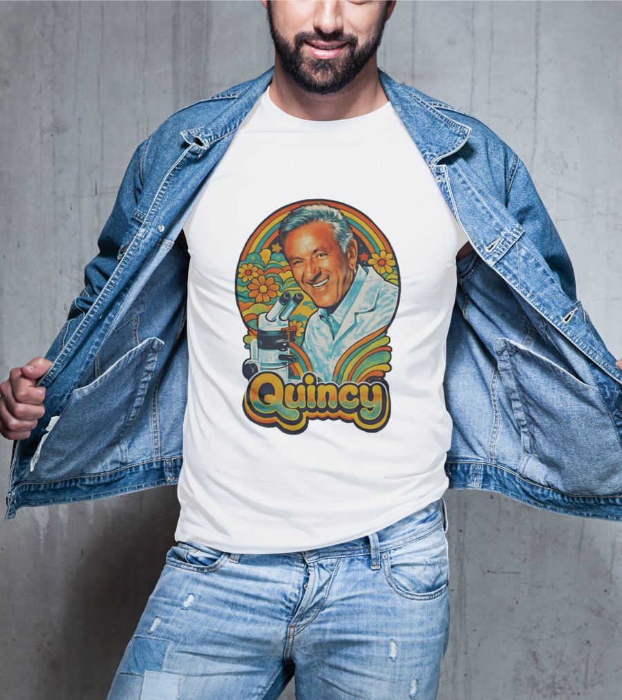 Quincy Scientist Jack Klugman Vintage Retro Flowers And Microscopes T-Shirt