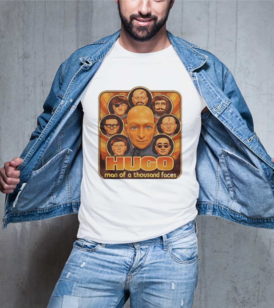 Hugo Man Of A Thousand Faces Ventriloquist Dummy Mask Collection T-Shirt