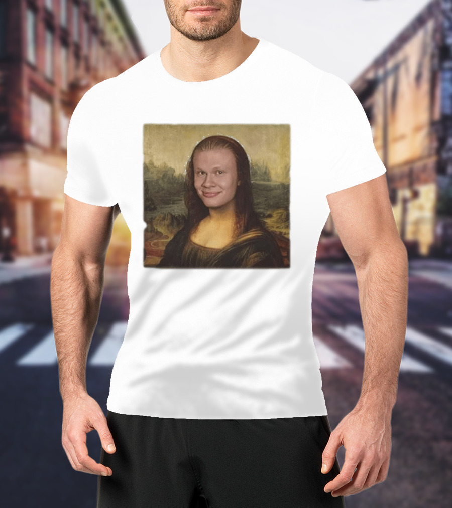Mona Lisa Erling Haaland Meme Face Fusion T-Shirt