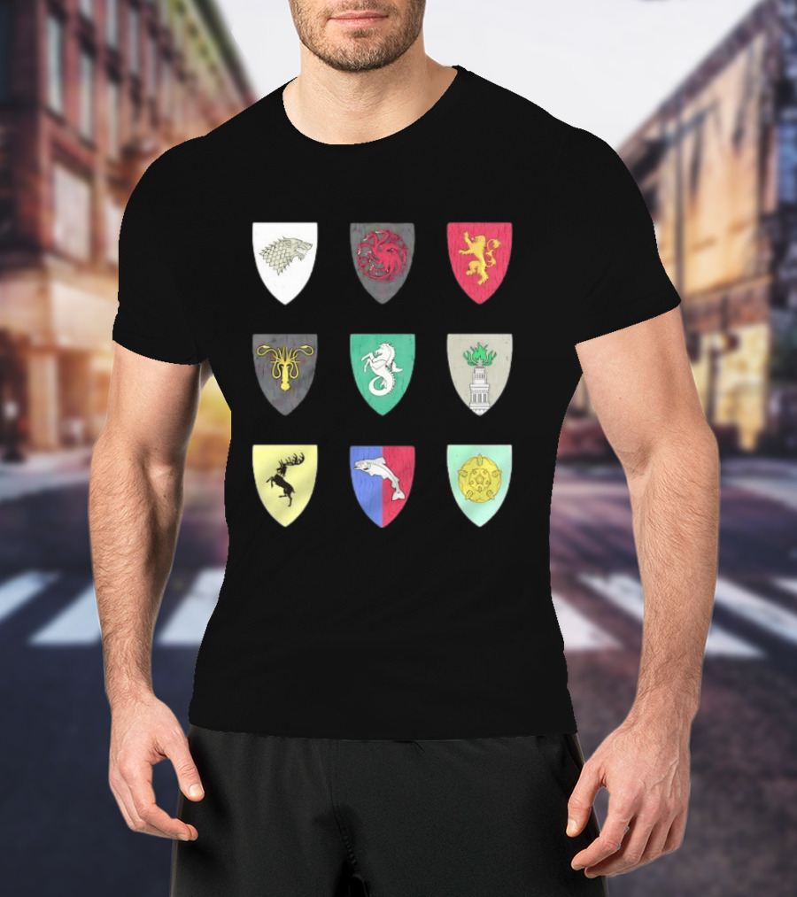 Game Of Thrones Westeros House Sigils Stark Targaryen Lannister Greyjoy Tully Baratheon بأأ** T-Shirt