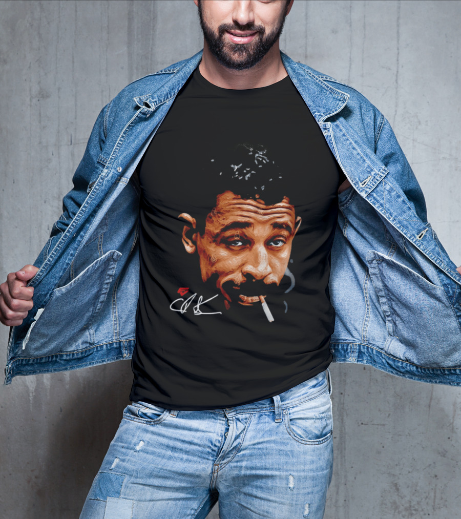 Charles Bukowski Cigarette Artwork CK Signature T-Shirt