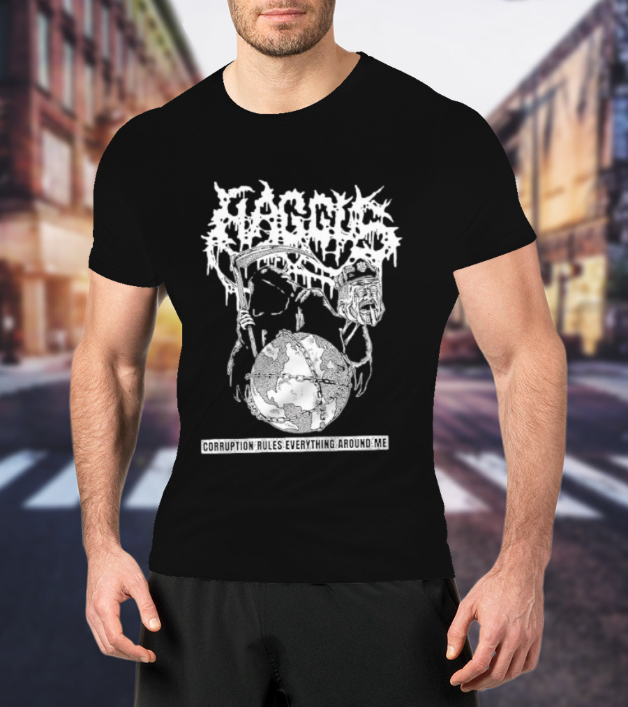Harcus Grim Reaper Holding Chained Earth Corruption Rules Everything Around Me T-Shirt