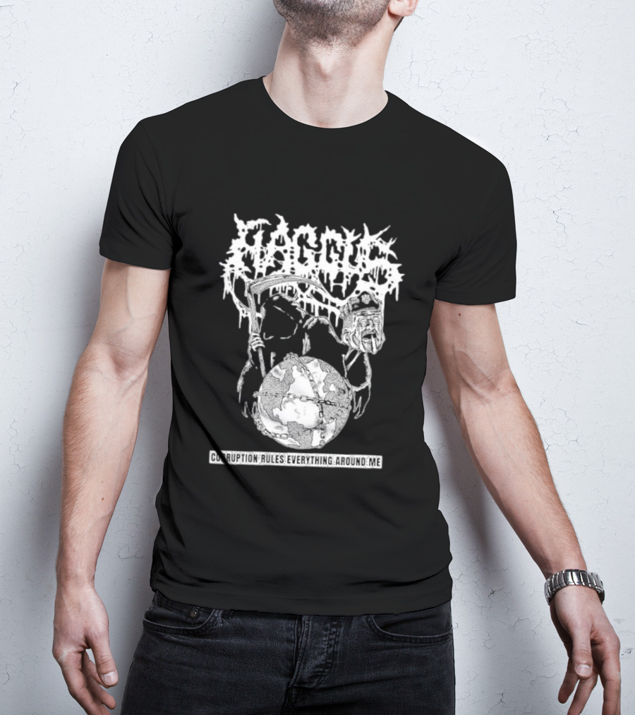 Harcus Grim Reaper Holding Chained Earth Corruption Rules Everything Around Me T-Shirt