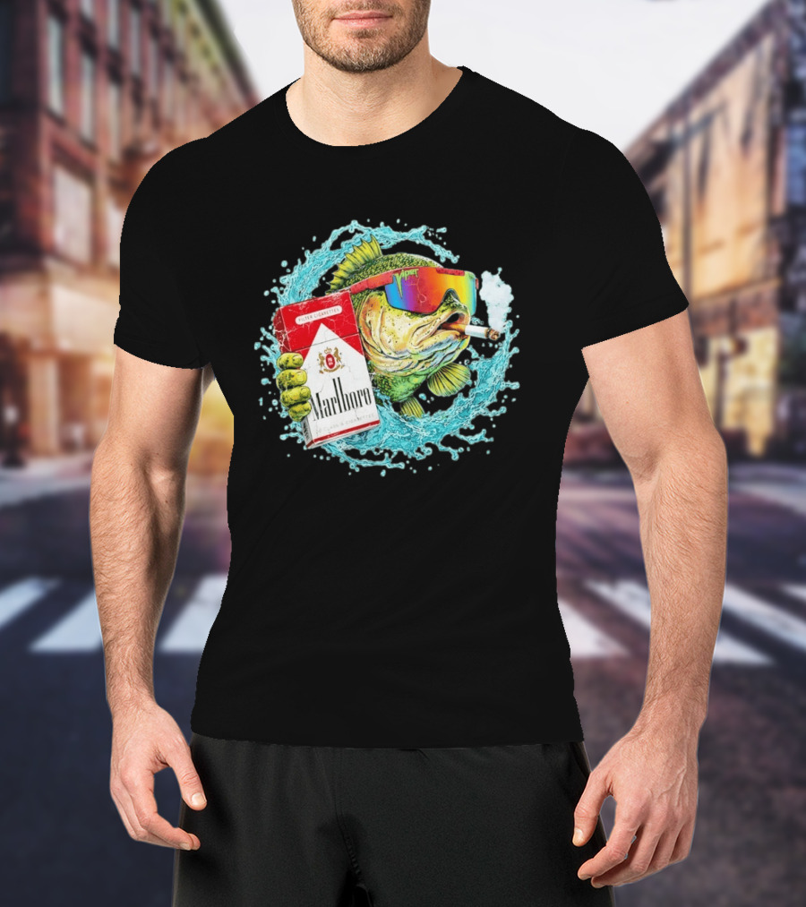 Hell Yeah Marlboro Cigarette Fish Smoking Viper Sunglasses T-Shirt