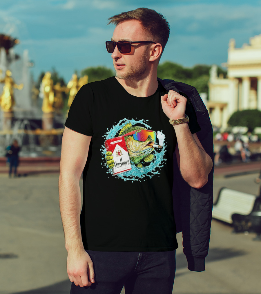 Hell Yeah Marlboro Cigarette Fish Smoking Viper Sunglasses T-Shirt