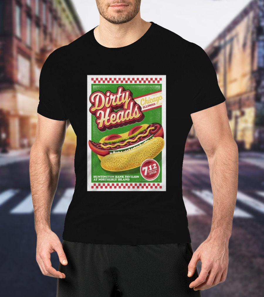Dirty Heads Huntington Bank Pavilion Chicago Illinois Hot Dog July 12 2026 T-Shirt