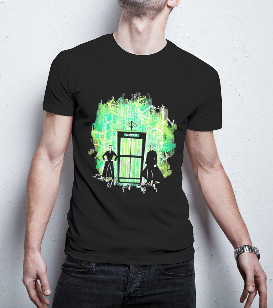 Matrix City Phone Booth Green Code Agents T-Shirt
