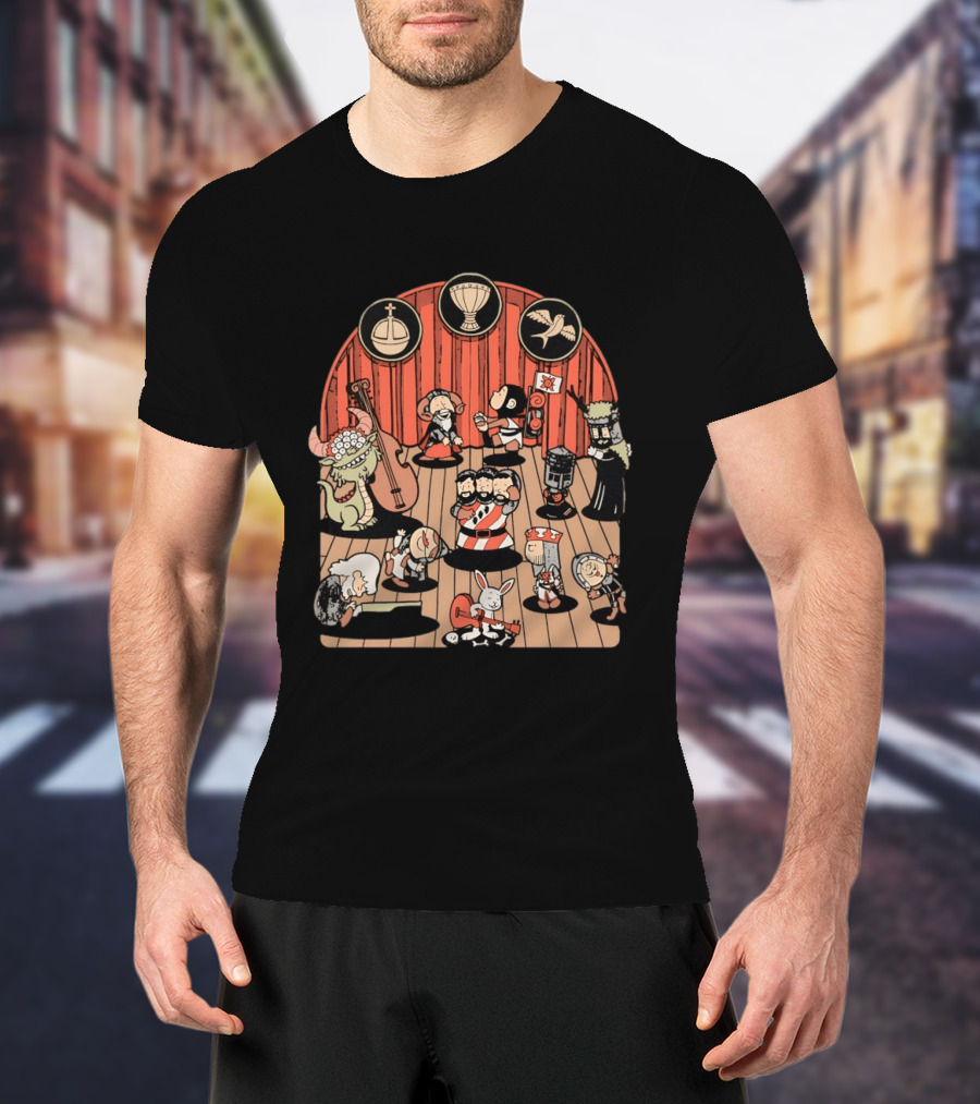 Monty Python And The Holy Grail Medieval Band Peanuts Style Scene T-Shirt