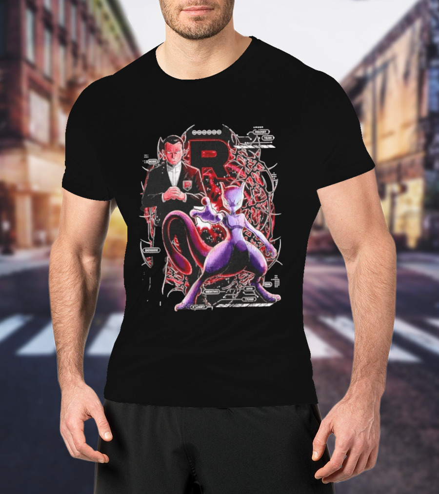 Giovanni Boss Team Rocket Mewtwo Dynamic Pokemon Collaboration T-Shirt