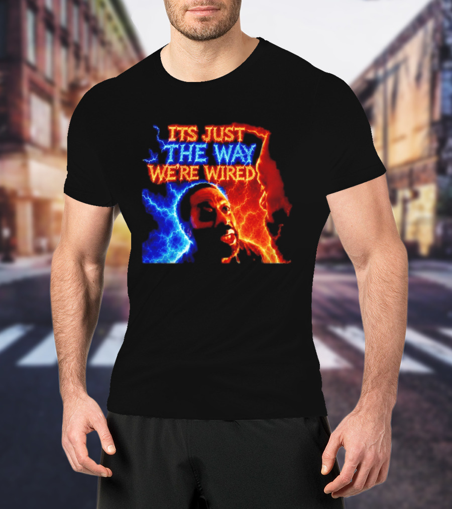 Its Just The Way We're Wired Red And Blue Lightning Face Illusion T-Shirt