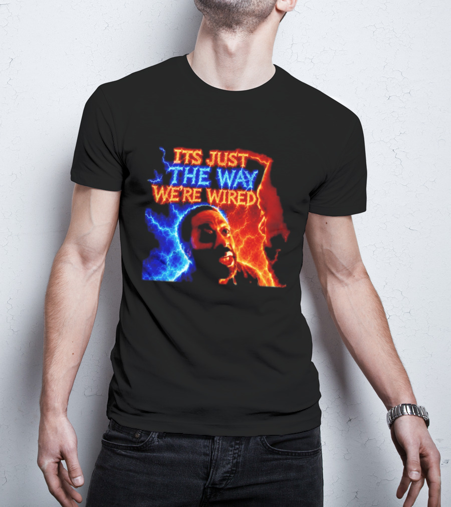 Its Just The Way We're Wired Red And Blue Lightning Face Illusion T-Shirt