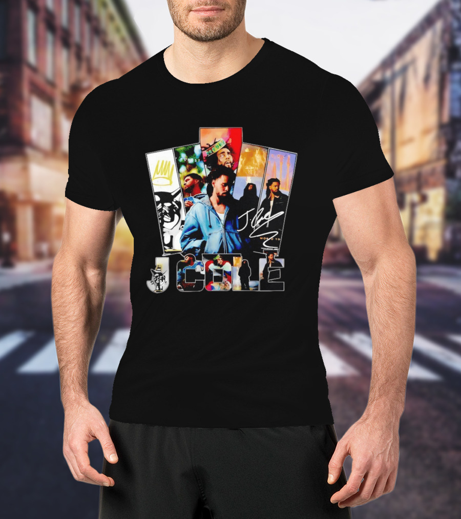 J Cole Woobst Collage Artwork With Crown And Signature T-Shirt
