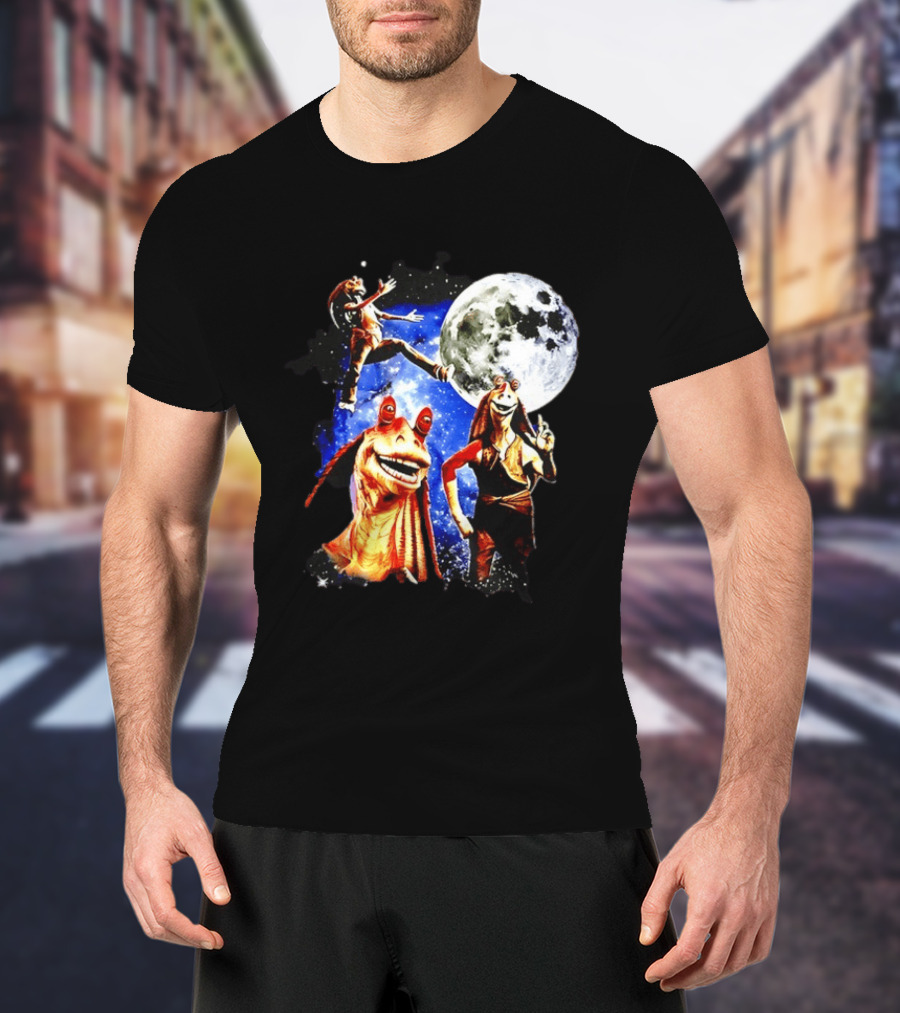 Jar Jar Binks Star Wars Gungan Moon And Space Adventure T-Shirt