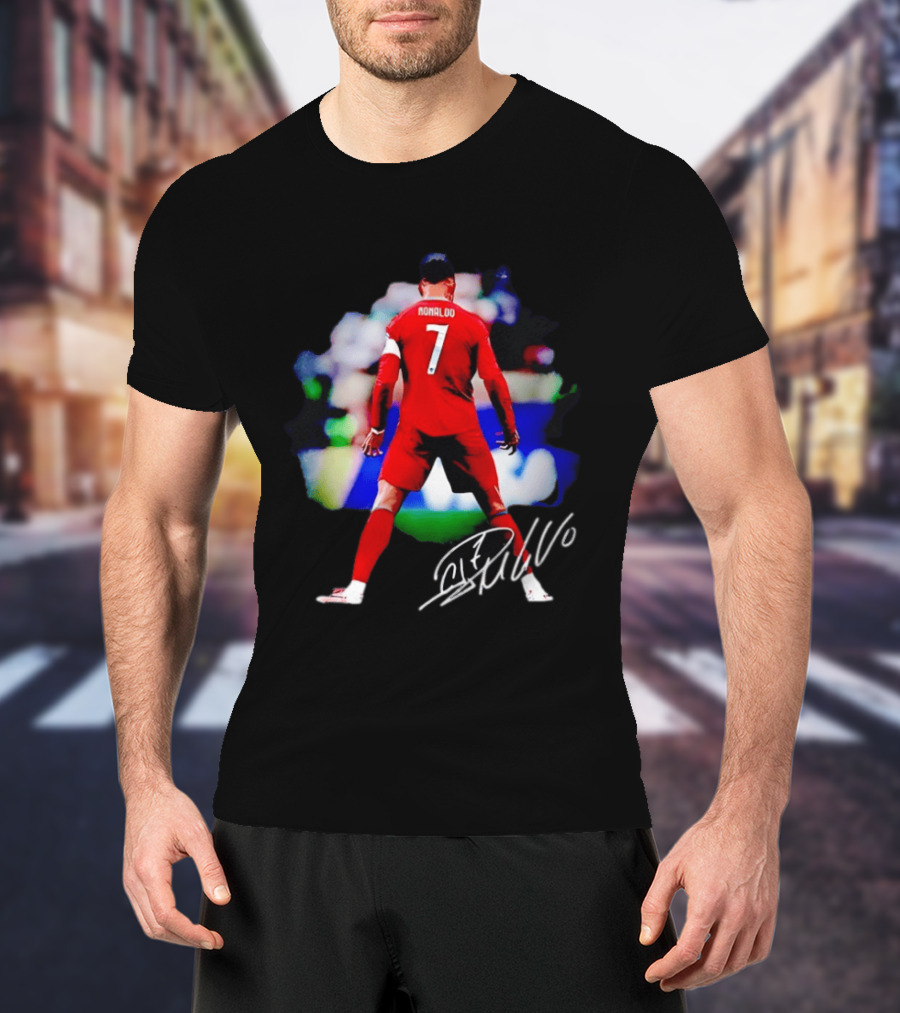 Ronaldo Number 7 Portugal National Team Jersey Photographic Arts With Autograph T-Shirt