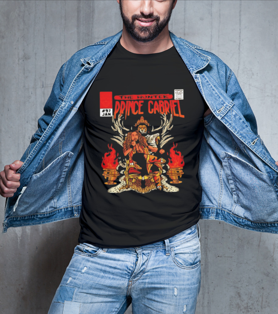 The Hunter Prince Gabriel 97 Jan Comic Book Cover Deer Antlers Flaming Torches T-Shirt