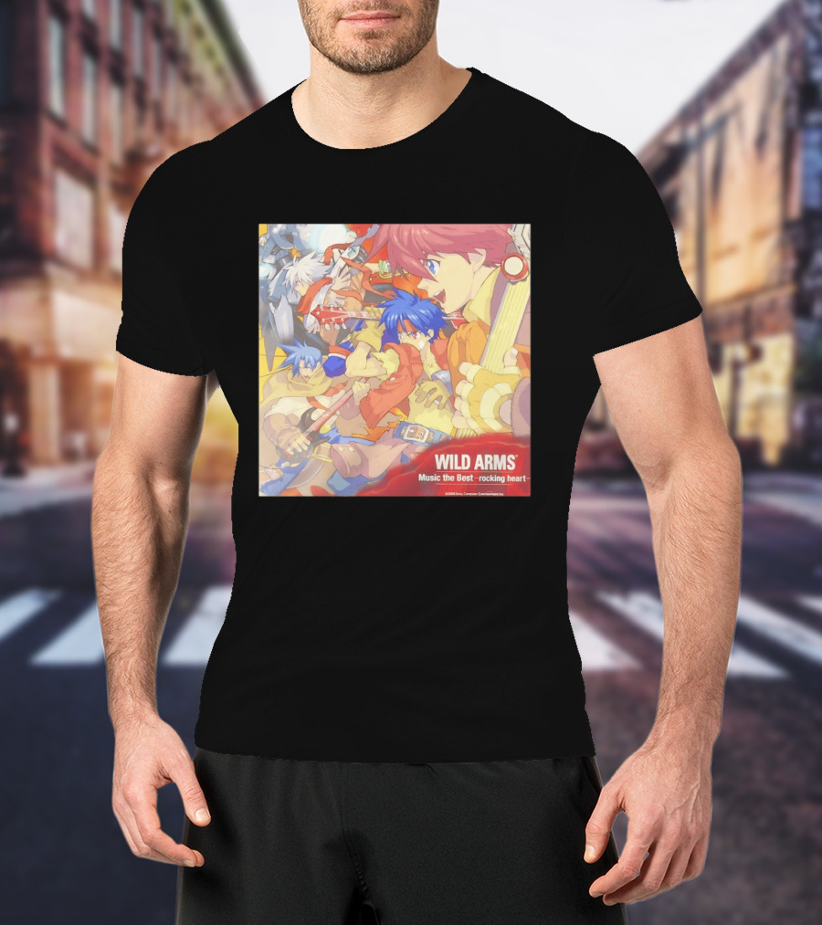 Wild Arms Music The Best Rocking Heart 2006 Anime Characters Playing Guitar T-Shirt