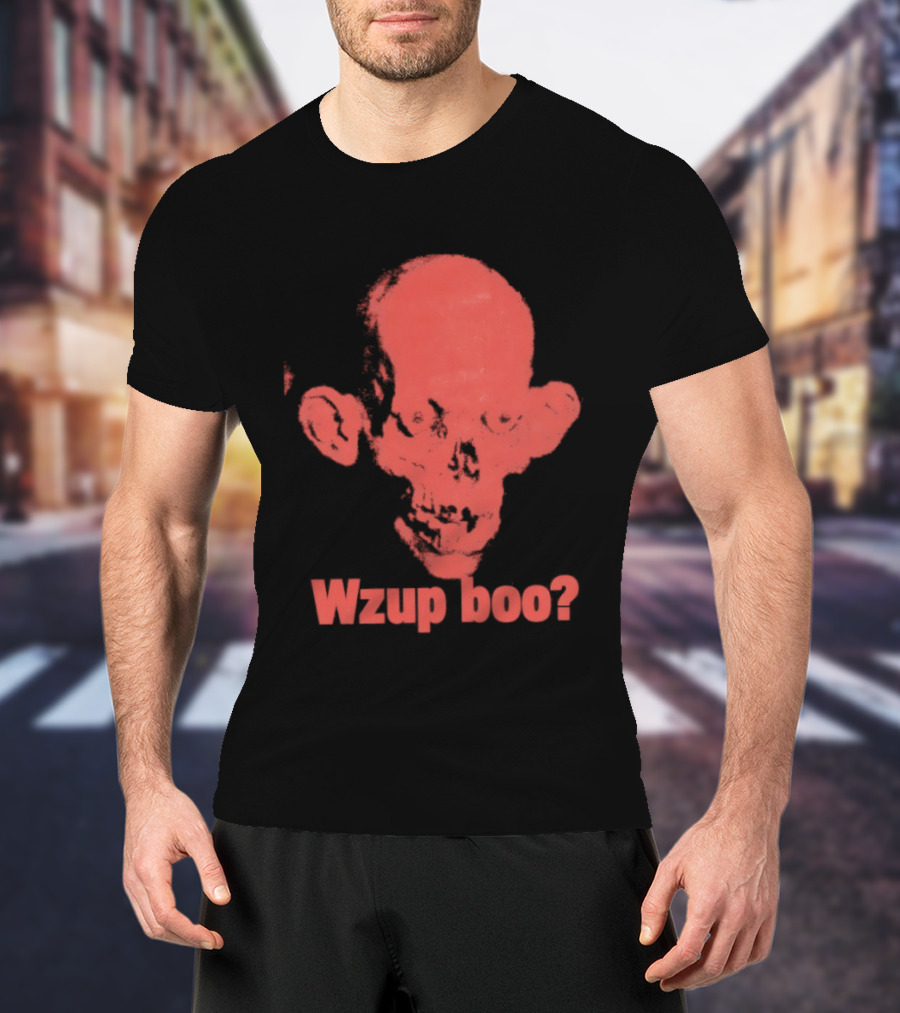 Wzup Boo Creepy Skull Horror Spooky T-Shirt