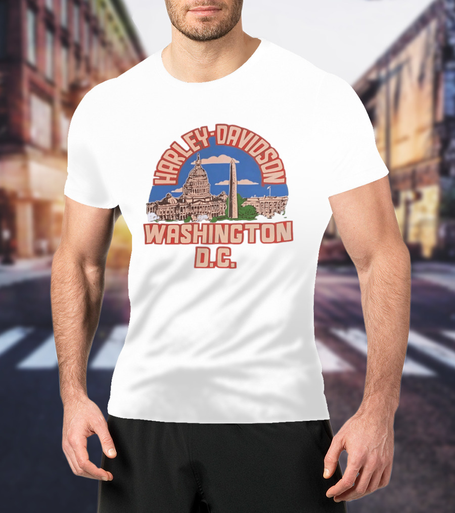 Harley Davidson Washington DC Capitol Washington Monument T-Shirt
