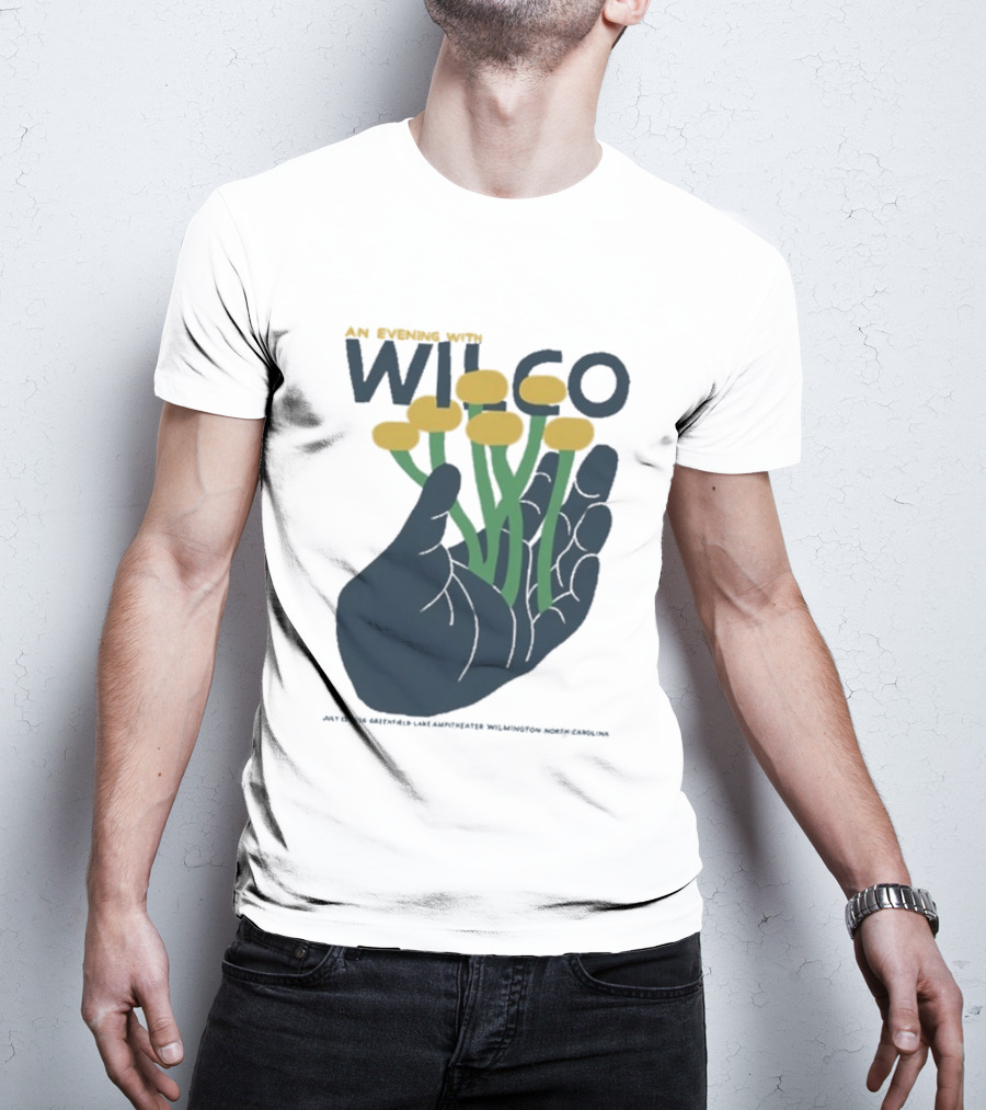 An Evening With Wilco Greenfield Lake Amphitheater 7 13 26 Wilmington NC Hand Flowers T-Shirt