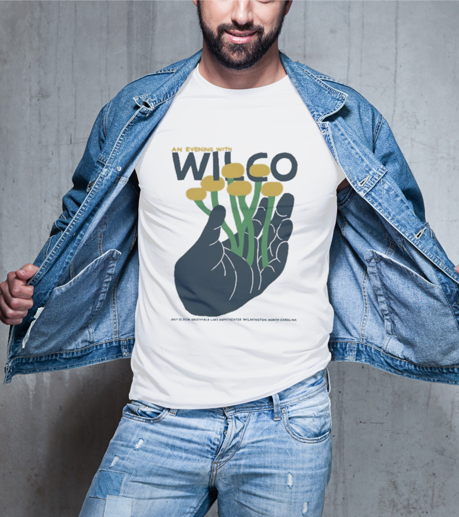 An Evening With Wilco Greenfield Lake Amphitheater 7 13 26 Wilmington NC Hand Flowers T-Shirt