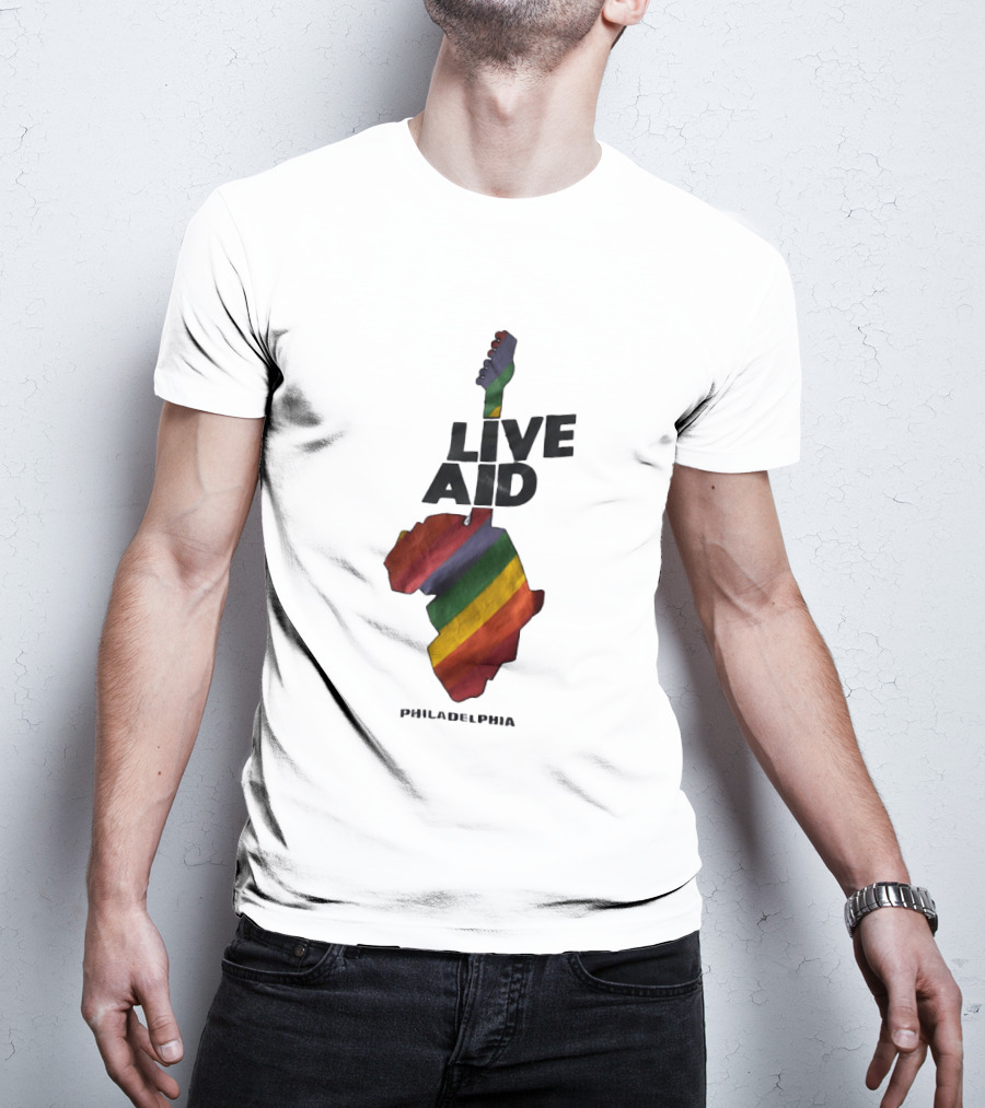 1985 Live Aid Rainbow Guitar Philadelphia Concert T-Shirt