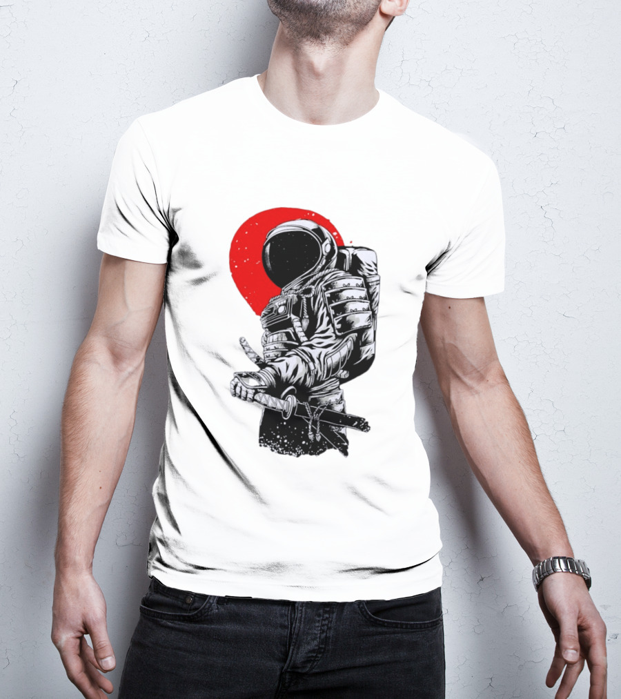 Astronaut Samurai Katana Sword Red Rising Sun T-Shirt