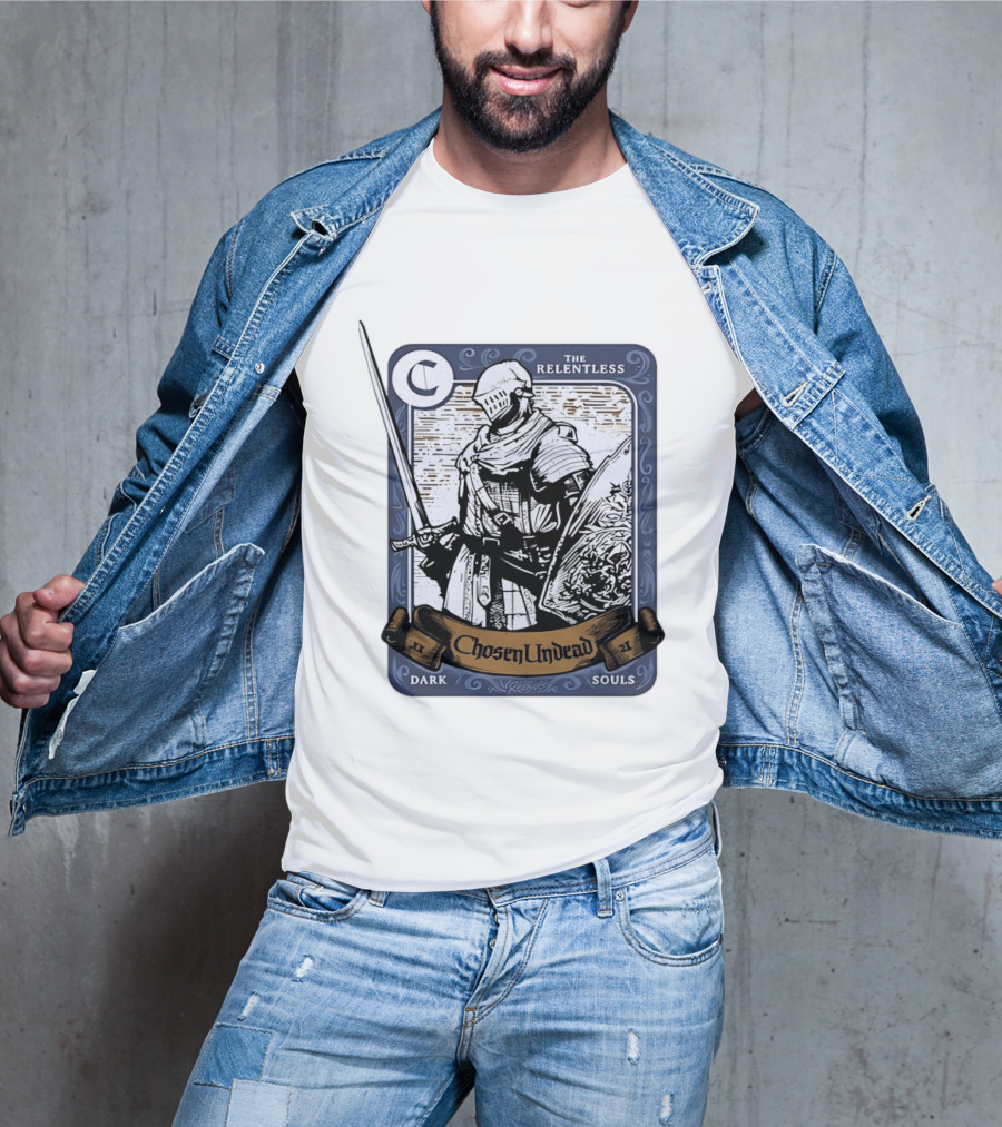 Chosen Undead The Relentless Dark Souls Knight Trading Card T-Shirt