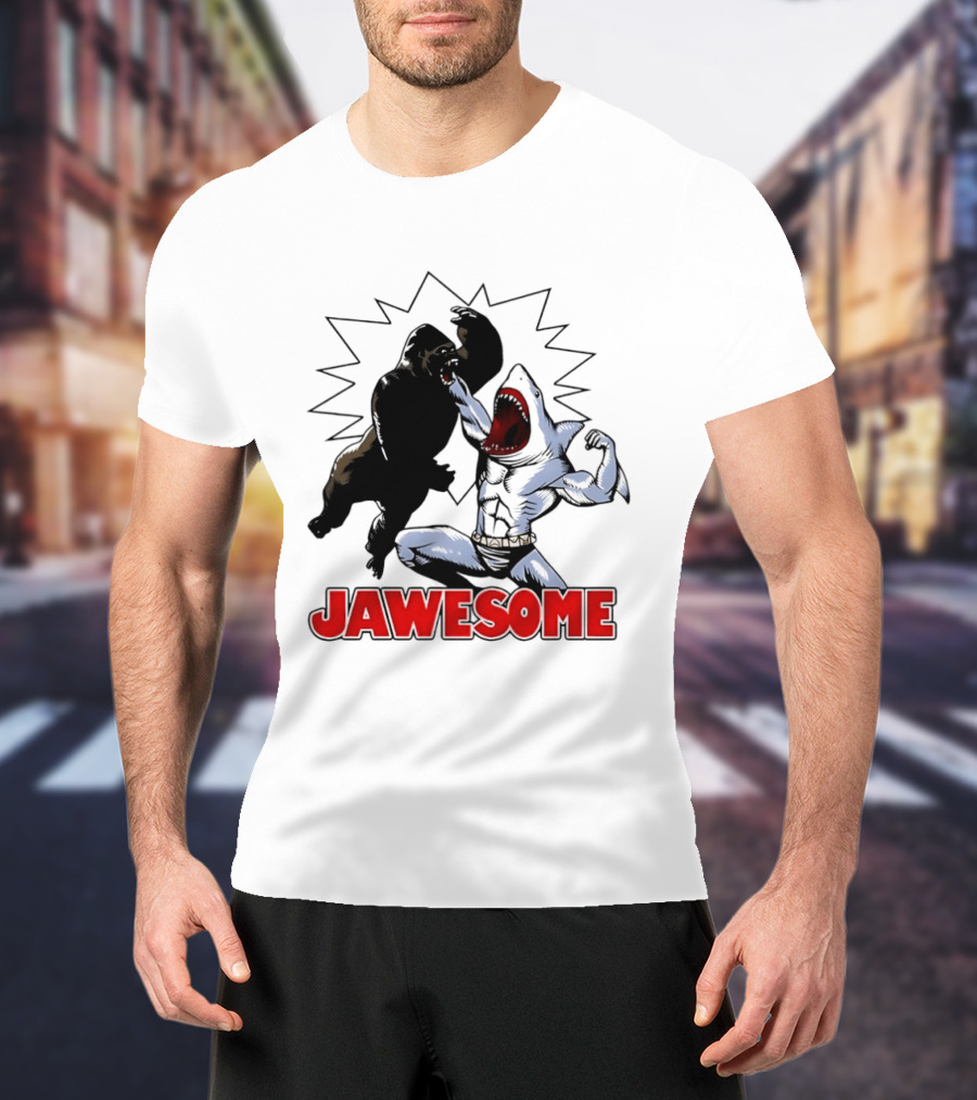 Jawesome Gorilla Vs Shark Battle Showdown T-Shirt
