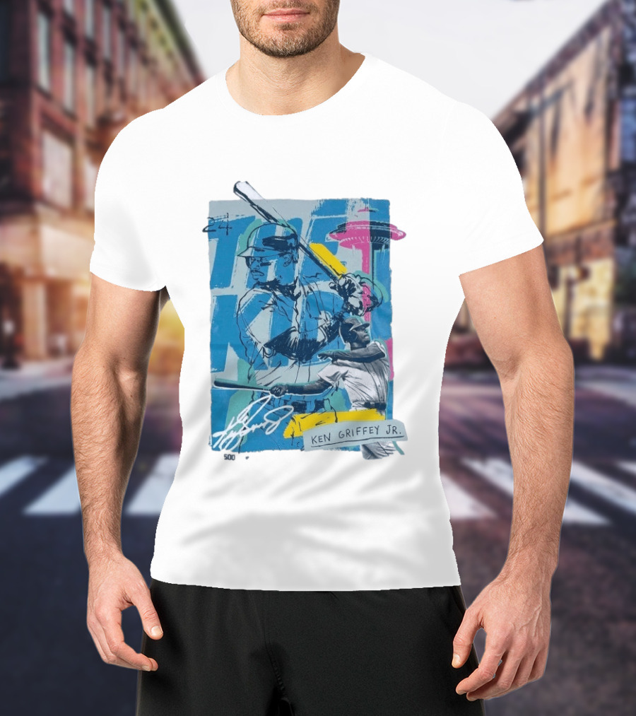 Ken Griffey Jr The Kid Baseball Legend Number 24 Seattle Skyline T-Shirt