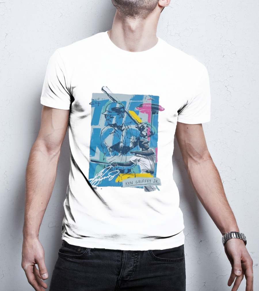 Ken Griffey Jr The Kid Baseball Legend Number 24 Seattle Skyline T-Shirt